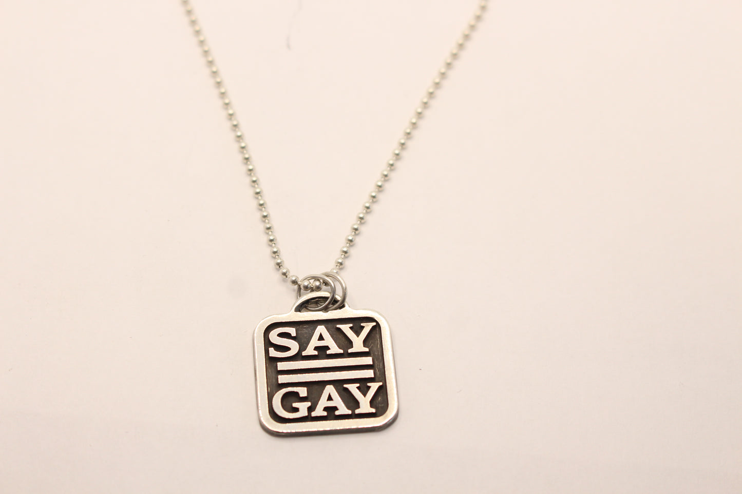 Sterling Silver Pride Collection Say Gay Pendant Necklace