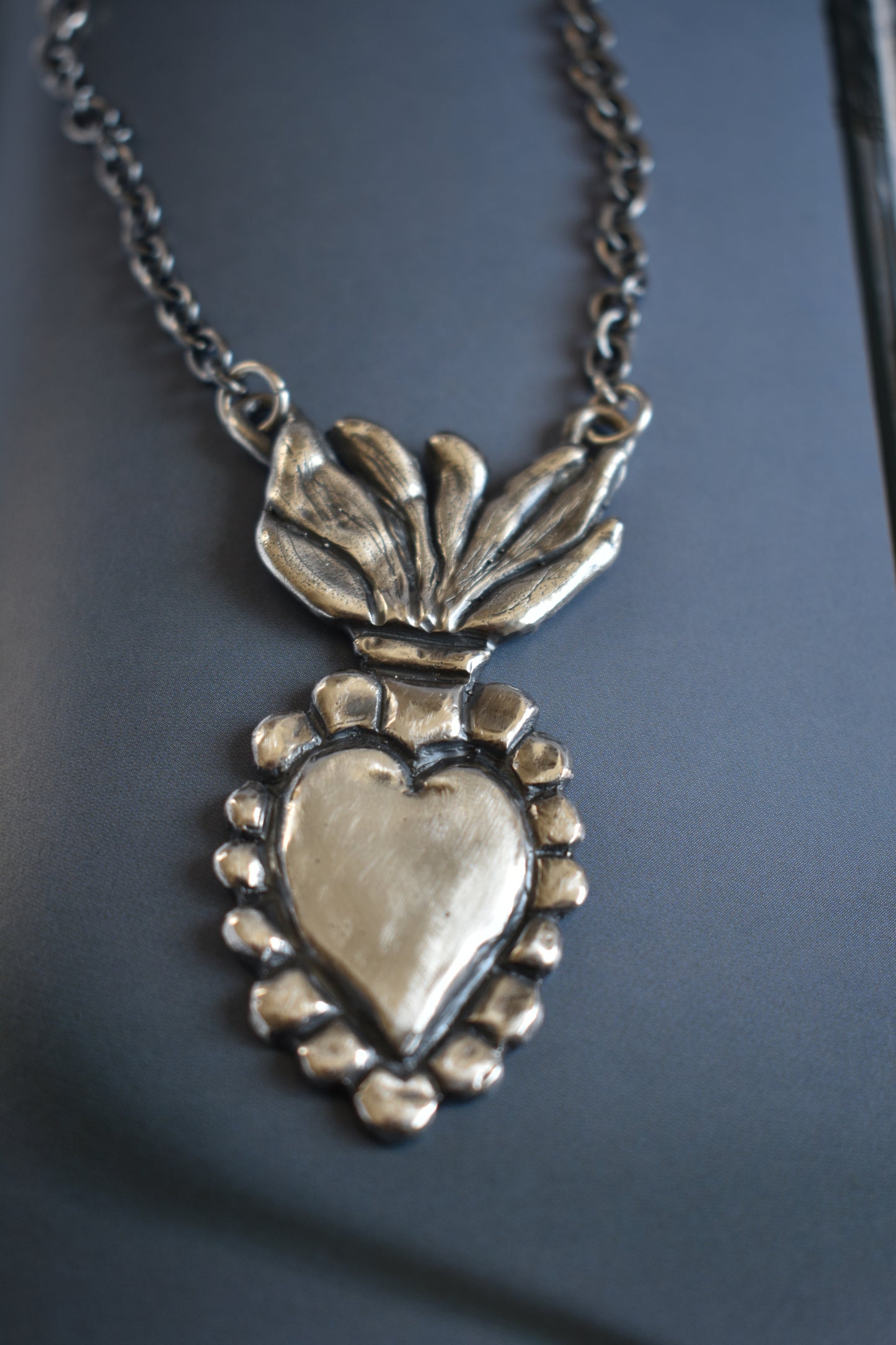 Sterling Silver Burning Heart Necklace