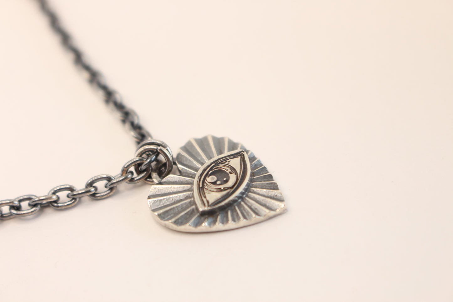 Sterling Silver Eye Heart Necklace - Ridge Heart necklace