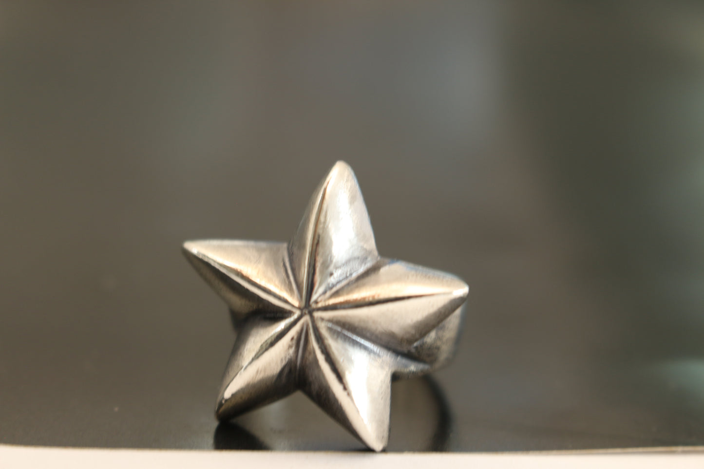 Sterling Silver five Pointed Star Ring - Size 8