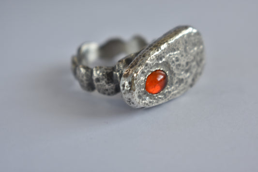 Sterling silver and Mexican Fire opal - One of a Kind - Solid