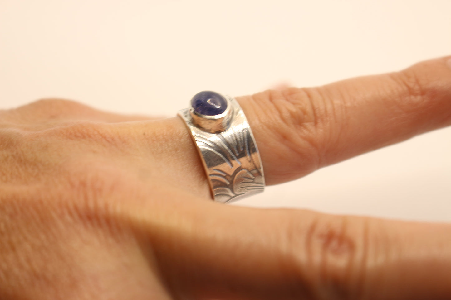 Sterling silver and Tanzanite one of a Kind  Size 7 3/4