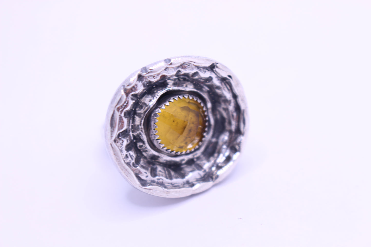 Sterling Silver with Citrine Stone - size 6 3/4