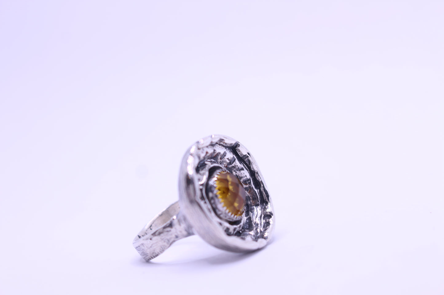 Sterling Silver with Citrine Stone - size 6 3/4