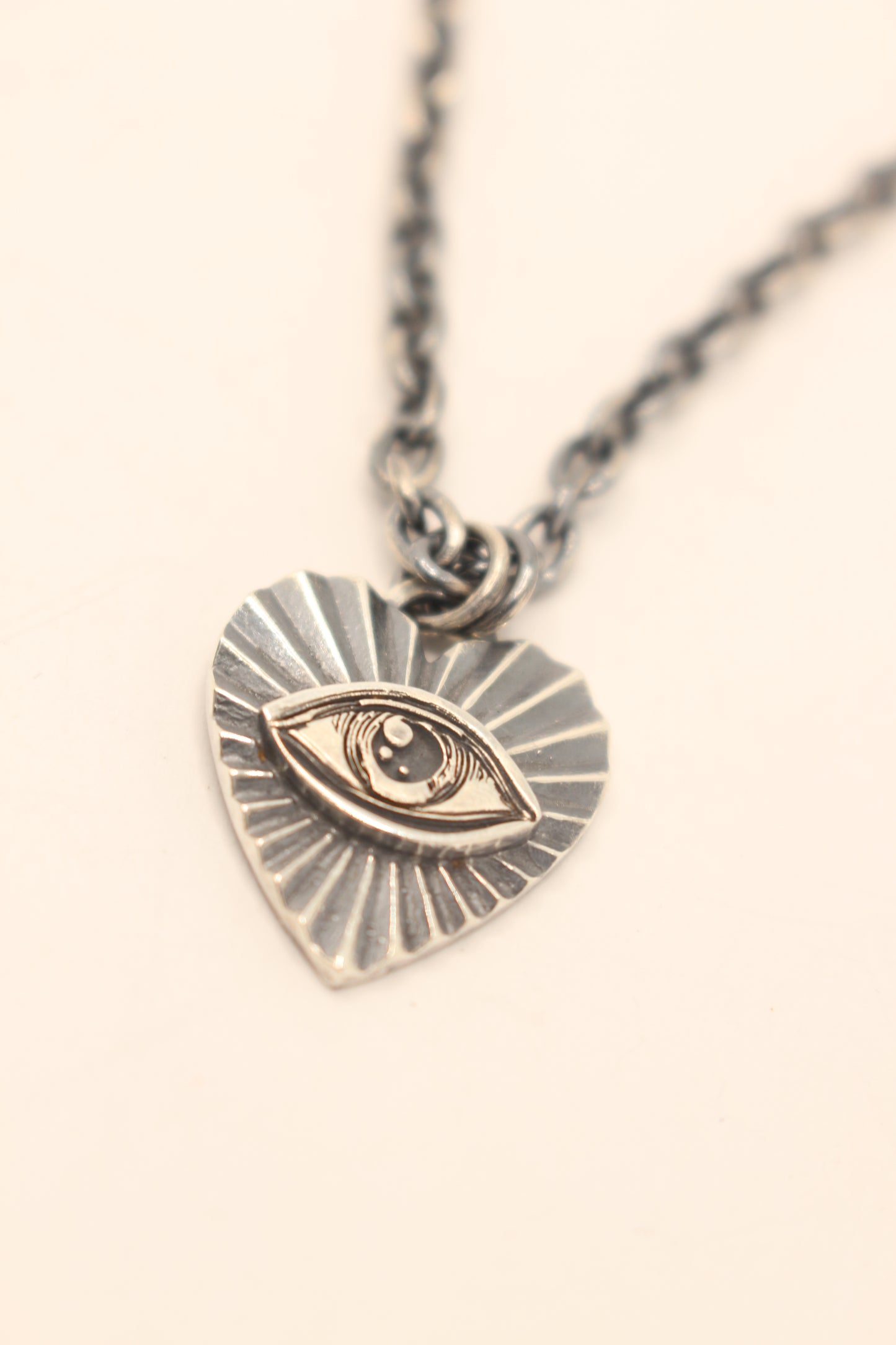 Sterling Silver Eye Heart Necklace - Ridge Heart necklace