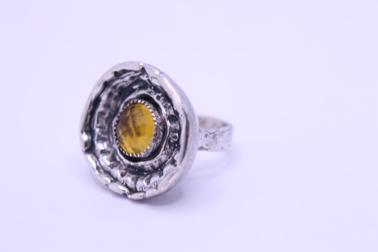 Sterling Silver with Citrine Stone - size 6 3/4