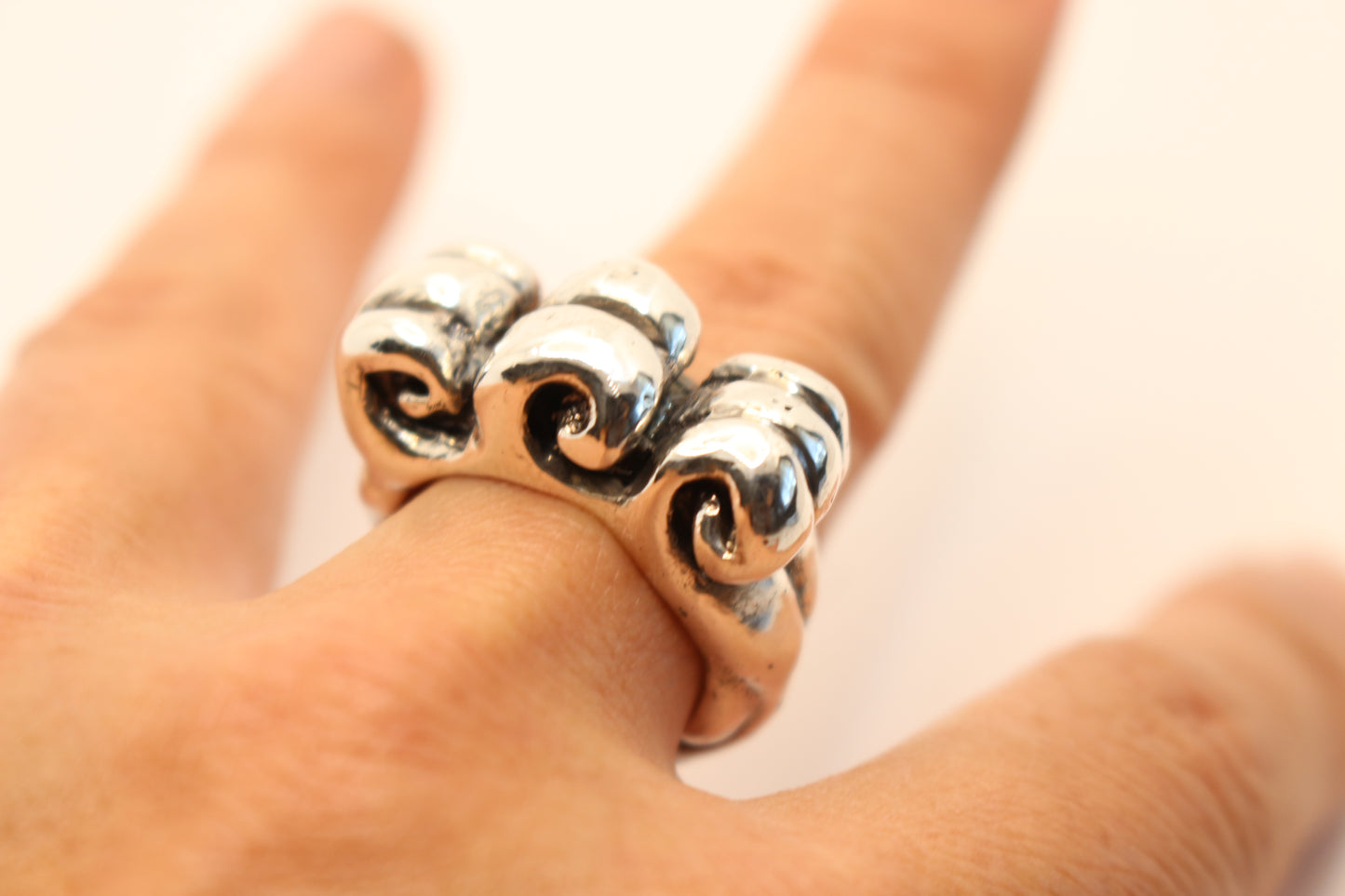 Sterling Silver waves  Ring- Heavy Unique