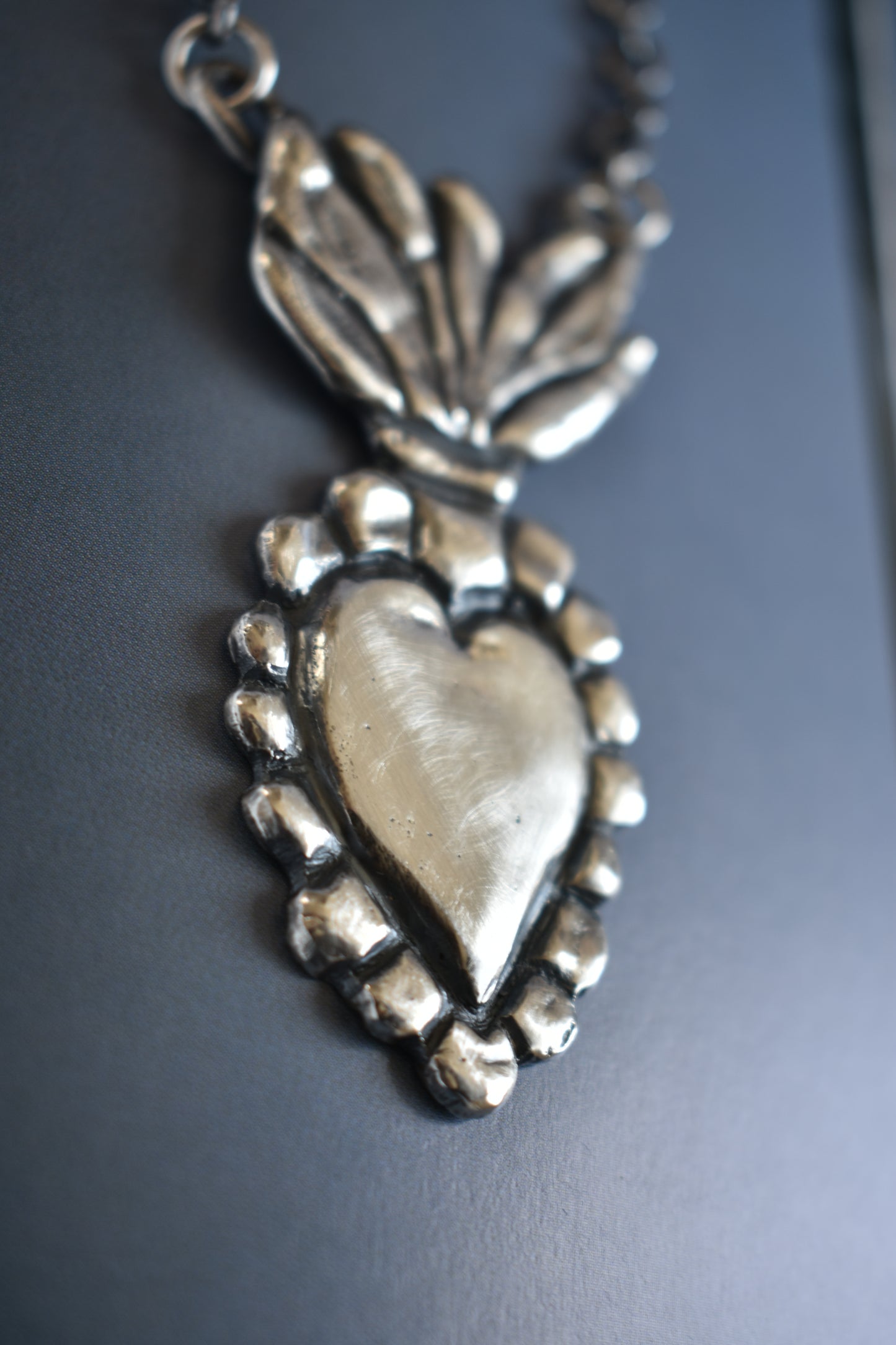 Sterling Silver Burning Heart Necklace