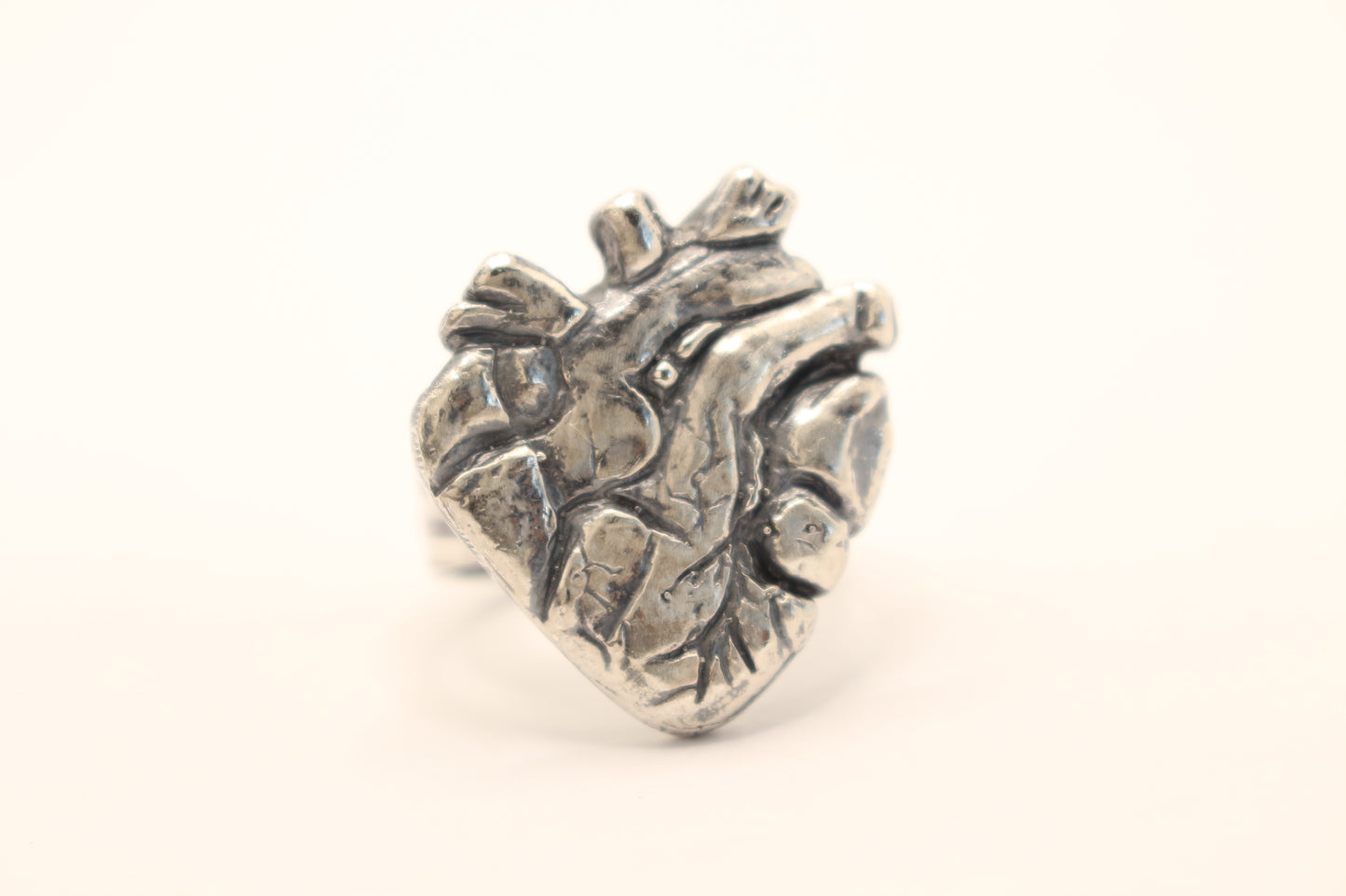 Sterling Silver Anatomical Heart Ring -Size 9