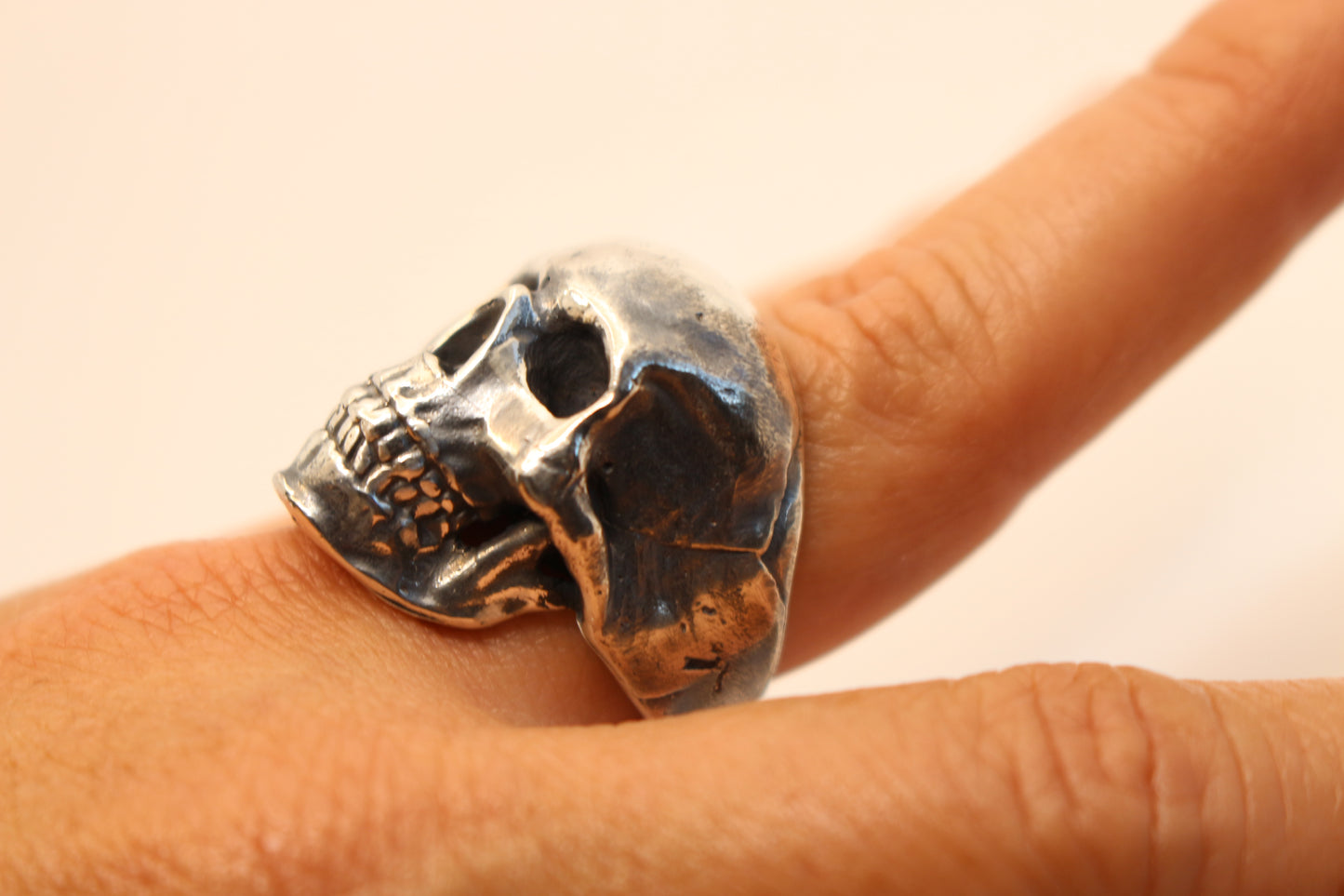 Sterling Silver Skull ring -Realistic solid