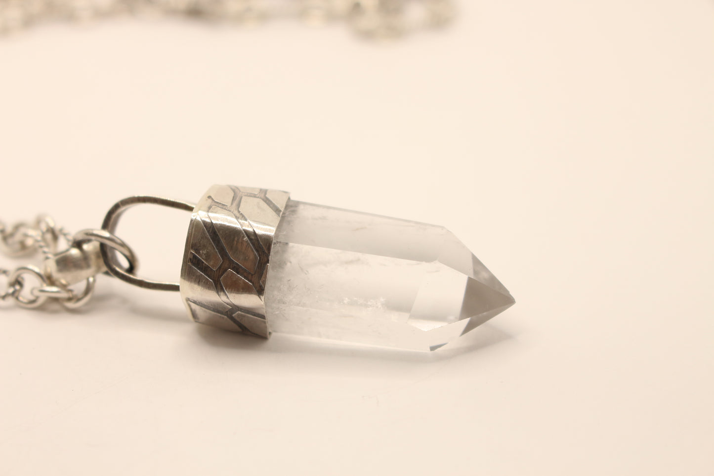 Sterling Silver and White Quartz Necklace Handcrafted