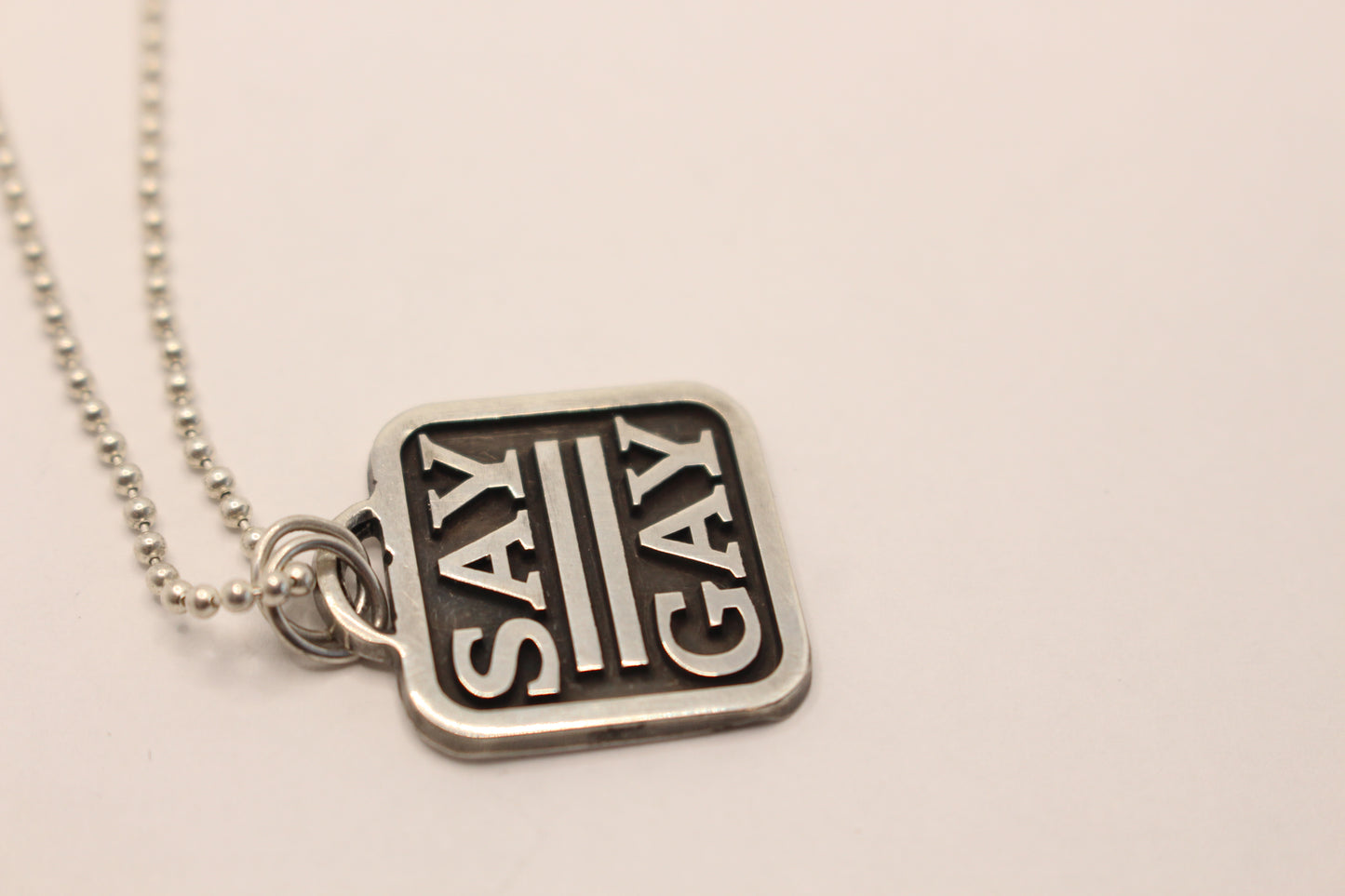 Sterling Silver Pride Collection Say Gay Pendant Necklace