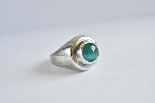 Sterling Silver and Chalcedony  Blue Signet Ring