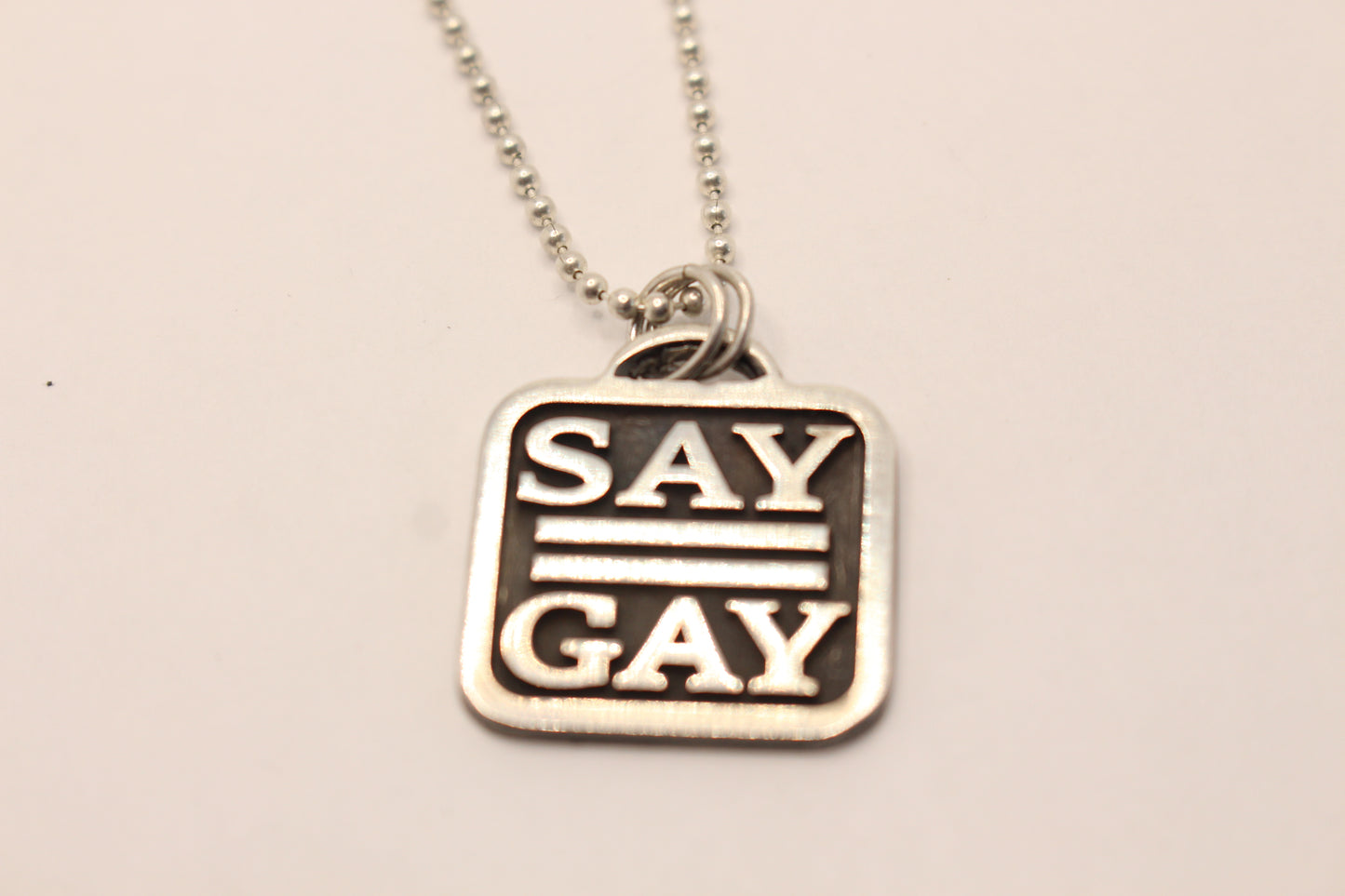 Sterling Silver Pride Collection Say Gay Pendant Necklace