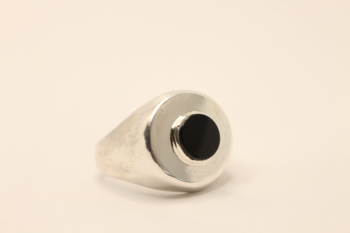 Sterling  Silver Ring and Onyx Stone Modernist - Classic  Size  8.5