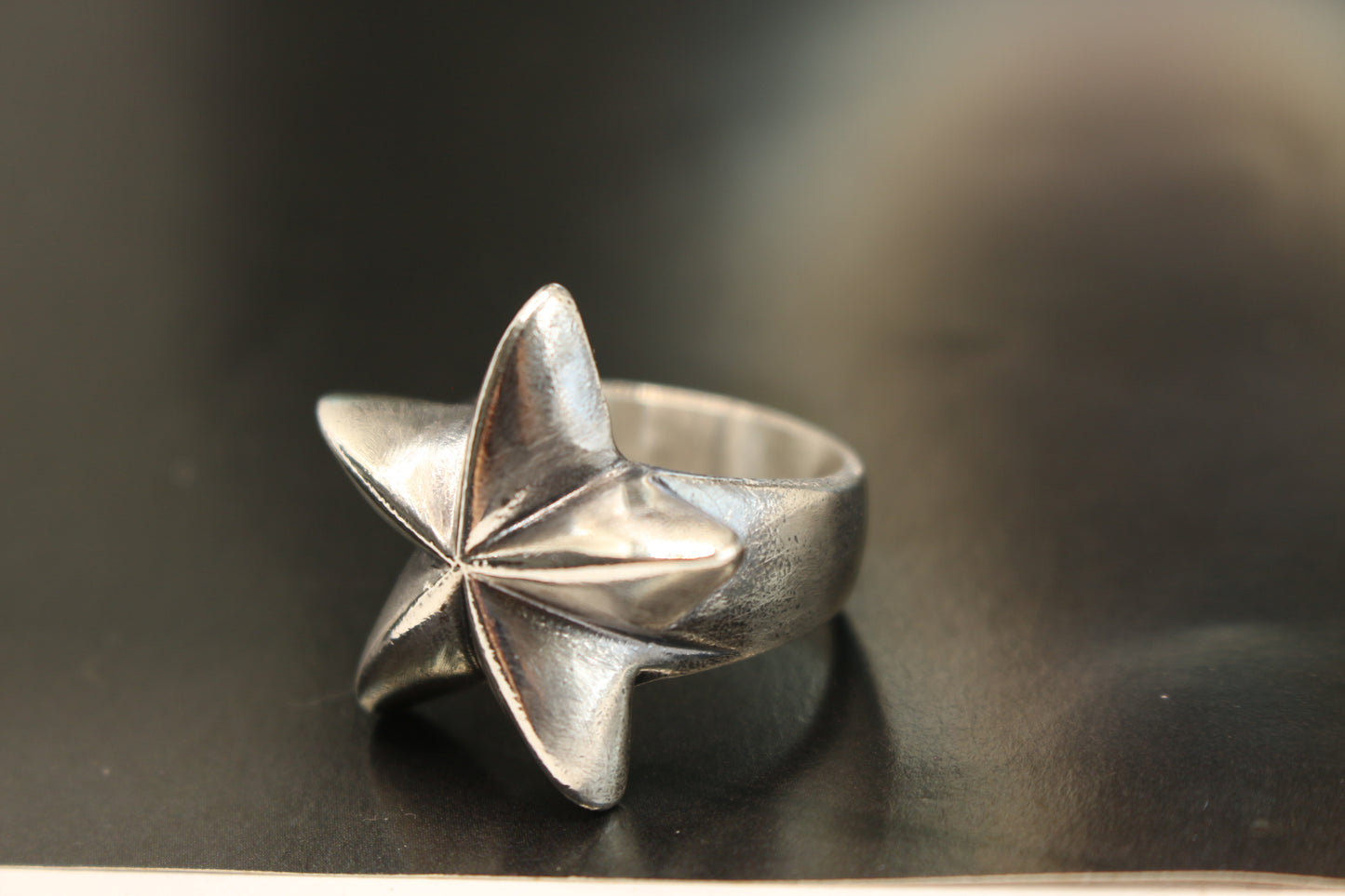 Sterling Silver five Pointed Star Ring - Size 8