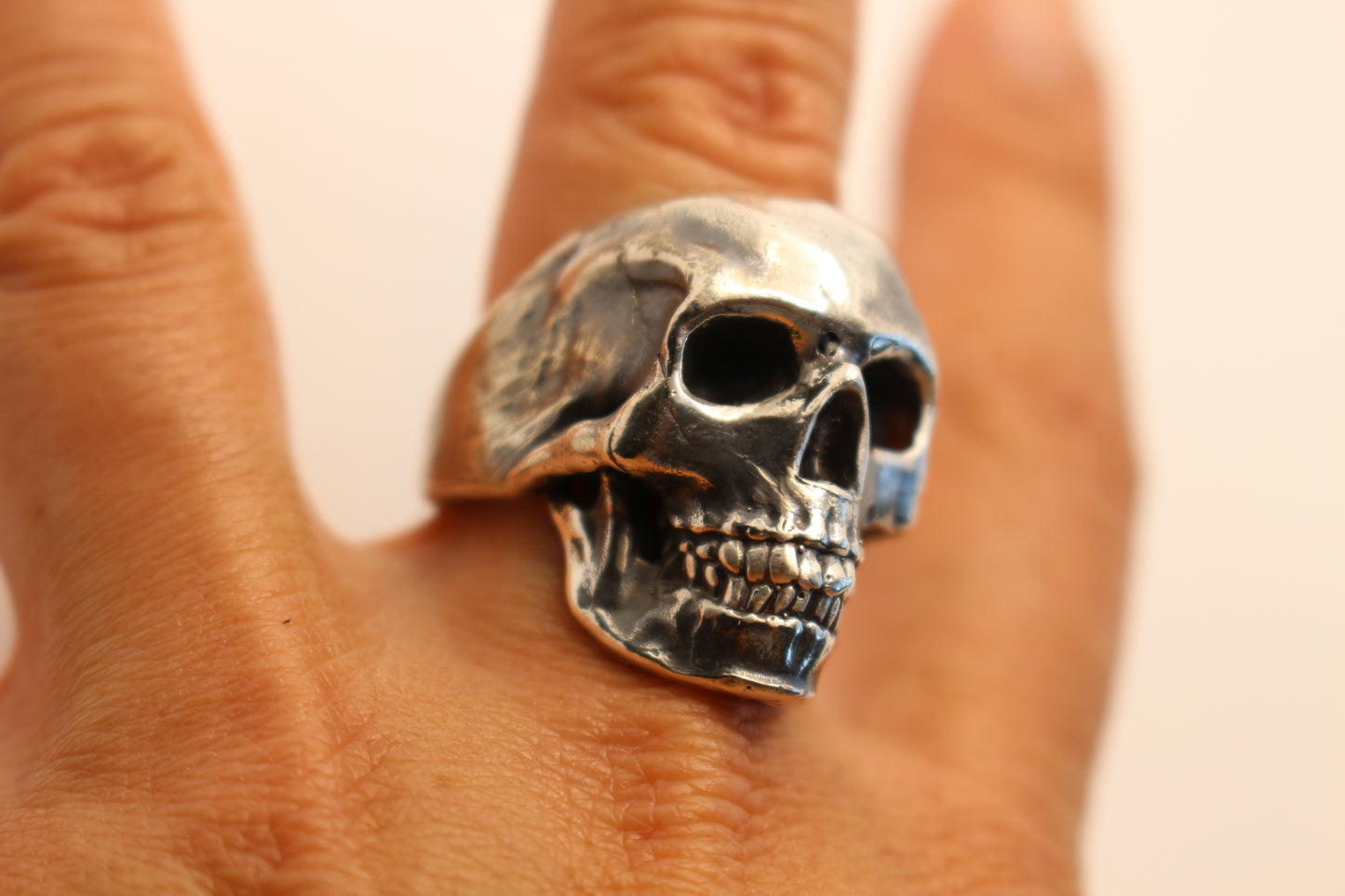 Sterling Silver Skull ring -Realistic solid