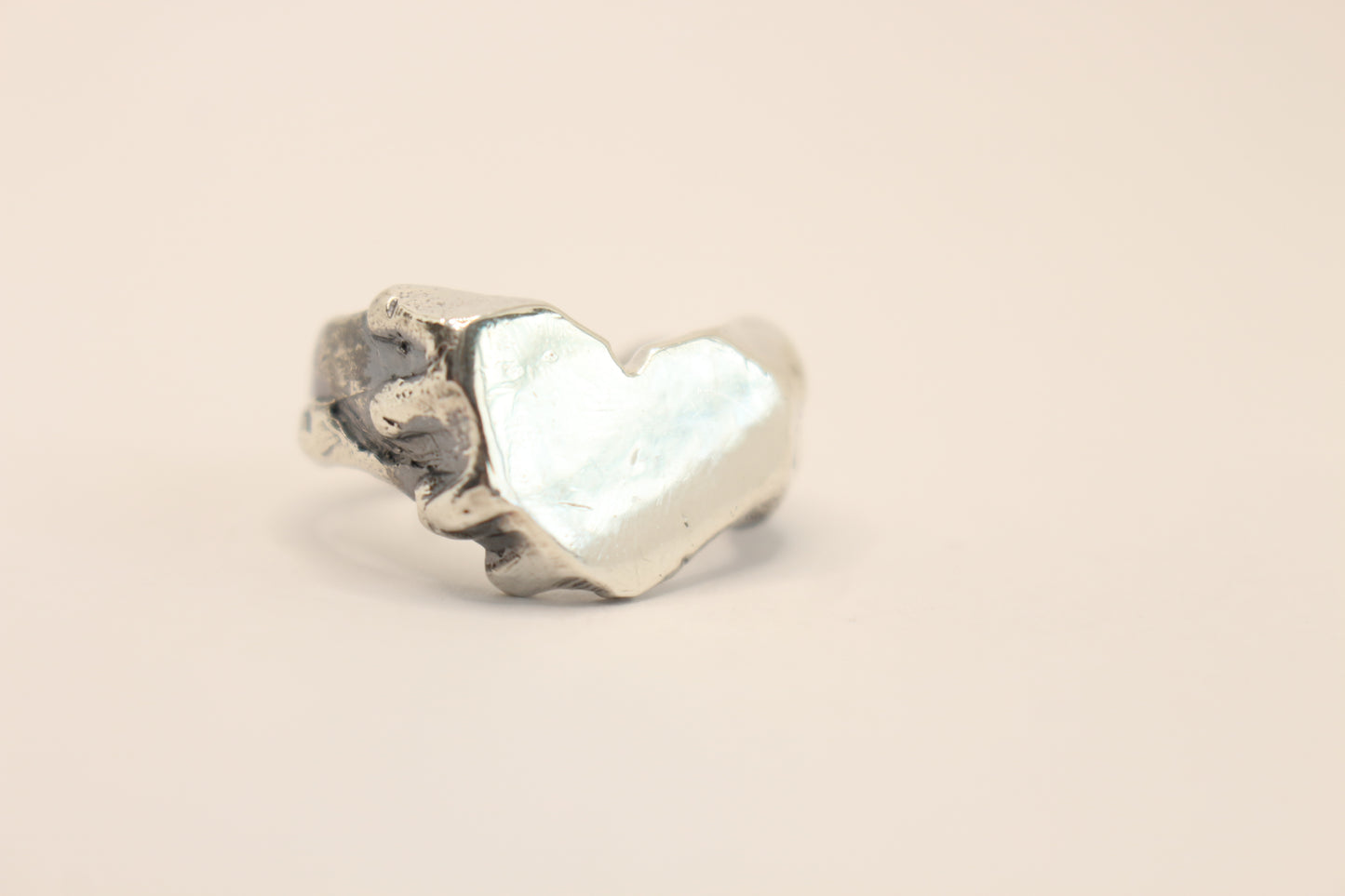 Sterling silver Heart Ring - Hand carved  Size 8