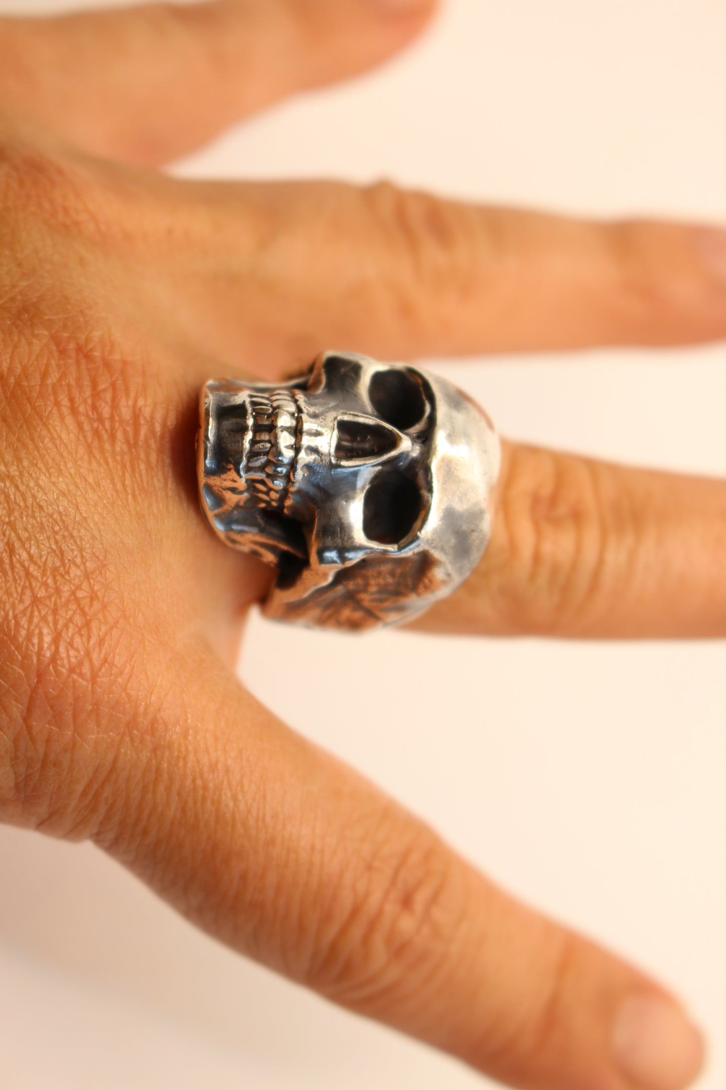 Sterling Silver Skull ring -Realistic solid