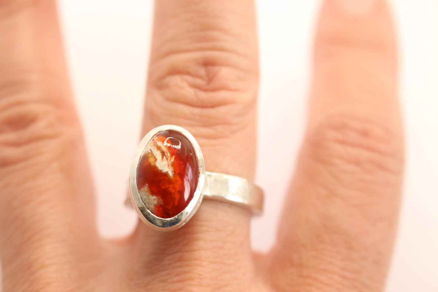 Sterling Silver and Mexican Fire Opal Ring- One of a kind