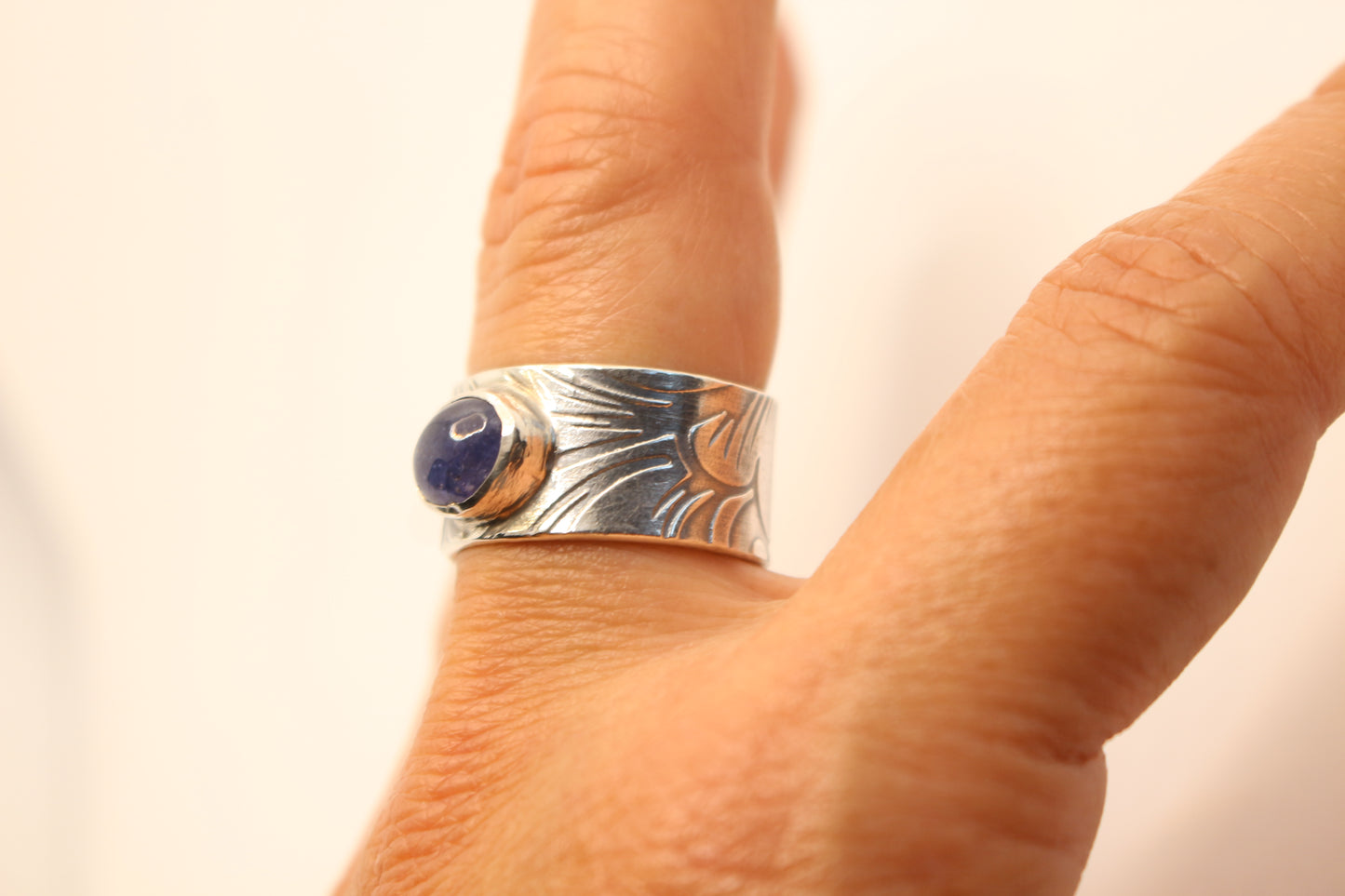 Sterling silver and Tanzanite one of a Kind  Size 7 3/4