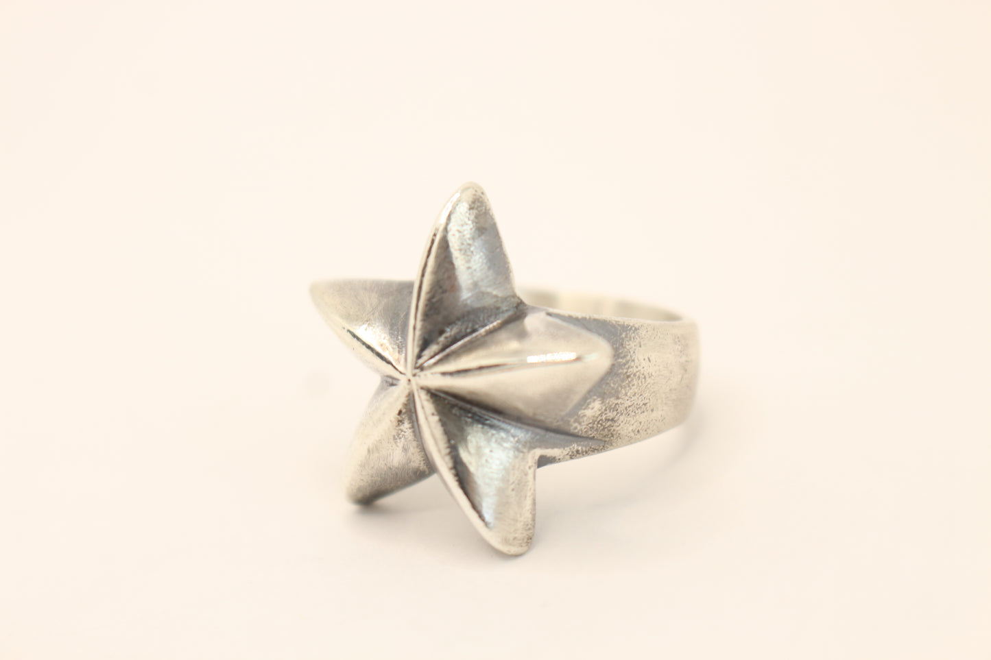 Sterling Silver five Pointed Star Ring - Size 8