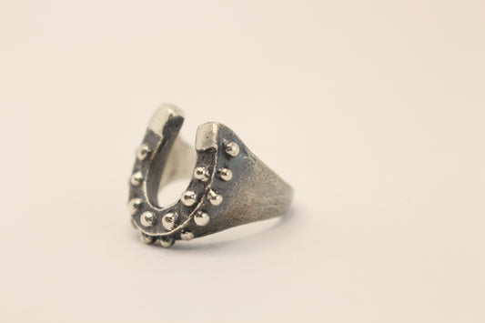 Sterling Silver beaded  Horse Shoe Ring