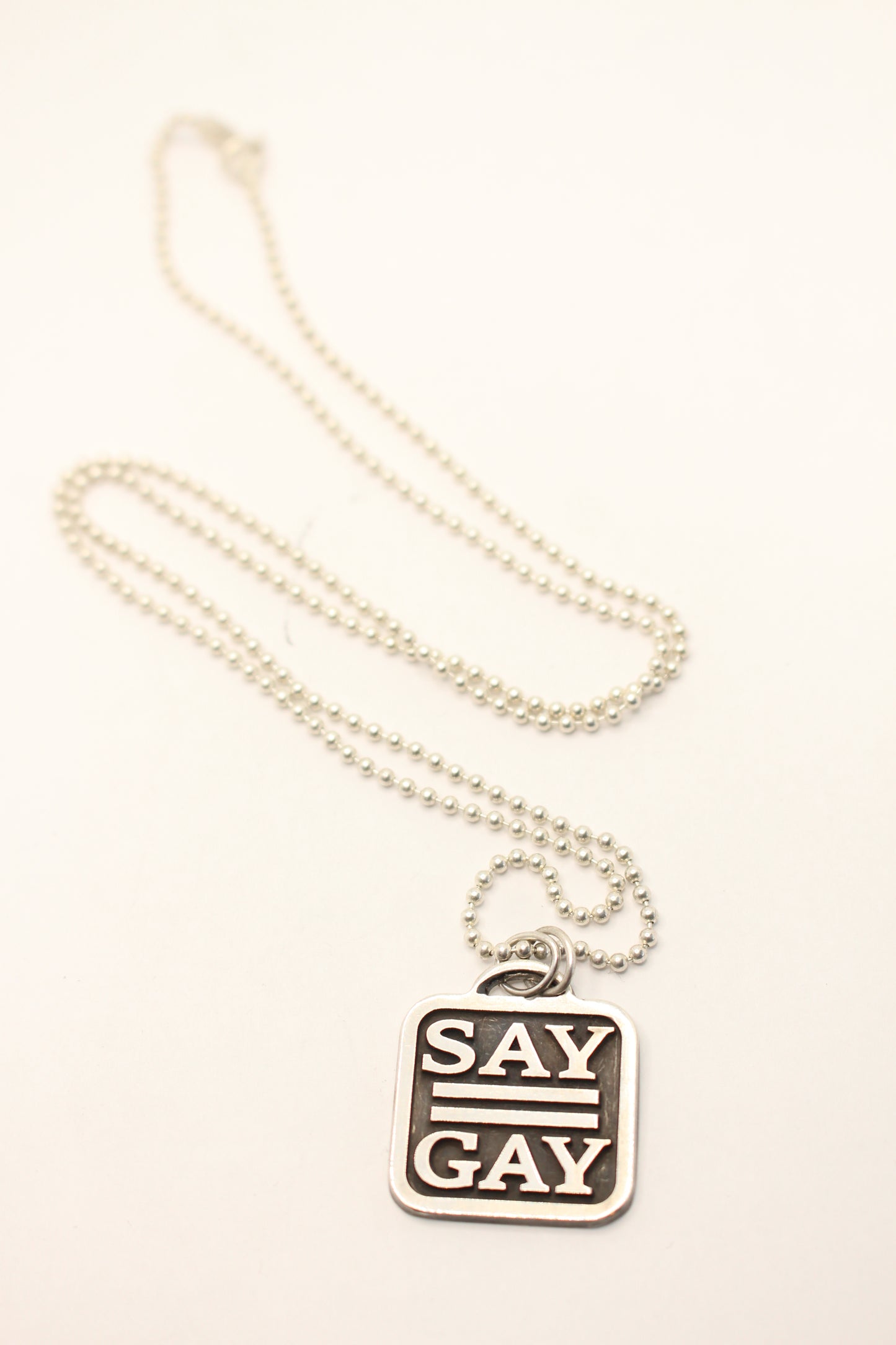 Sterling Silver Pride Collection Say Gay Pendant Necklace