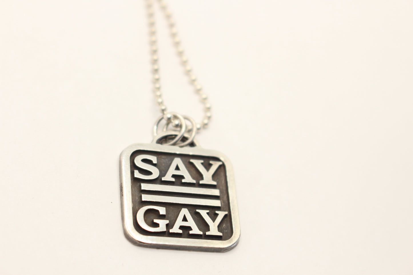 Sterling Silver Pride Collection Say Gay Pendant Necklace