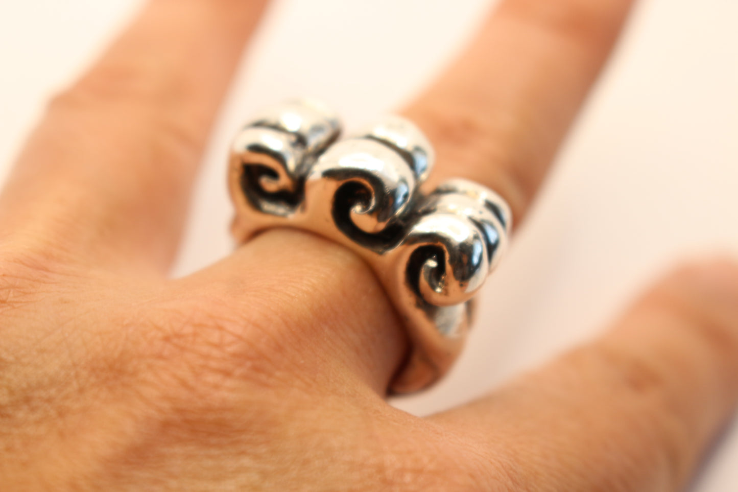 Sterling Silver waves  Ring- Heavy Unique