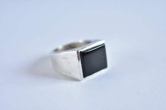 Sterling Silver Onyx Ring - Classic Signet