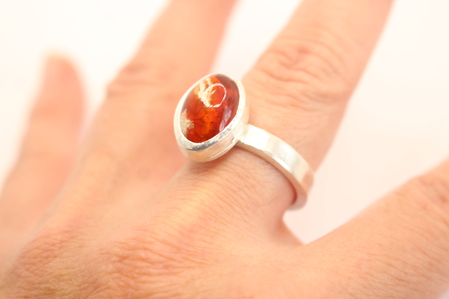 Sterling Silver and Mexican Fire Opal Ring- One of a kind