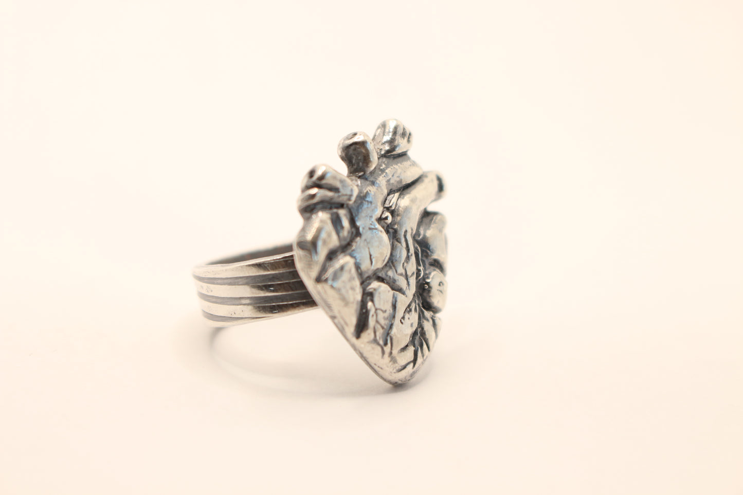 Sterling Silver Anatomical Heart Ring -Size 9