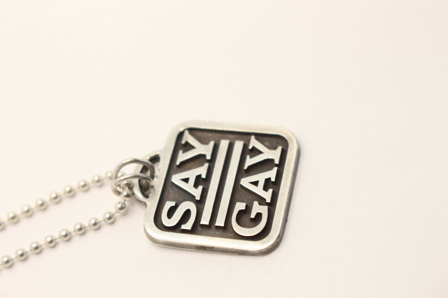 Sterling Silver Pride Collection Say Gay Pendant Necklace