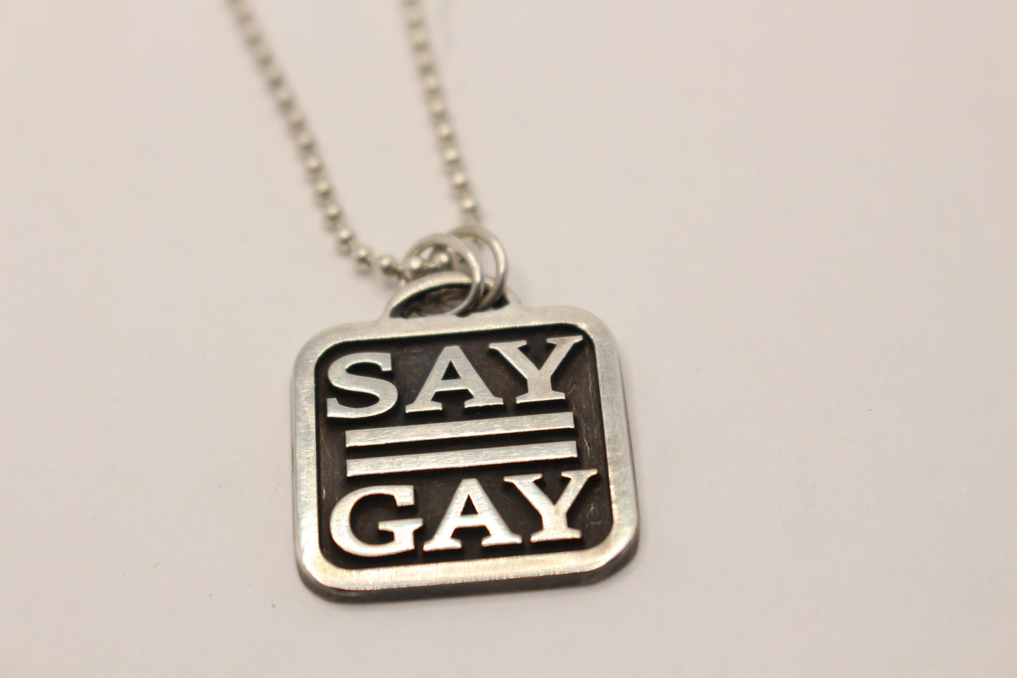 Sterling Silver Pride Collection Say Gay Pendant Necklace