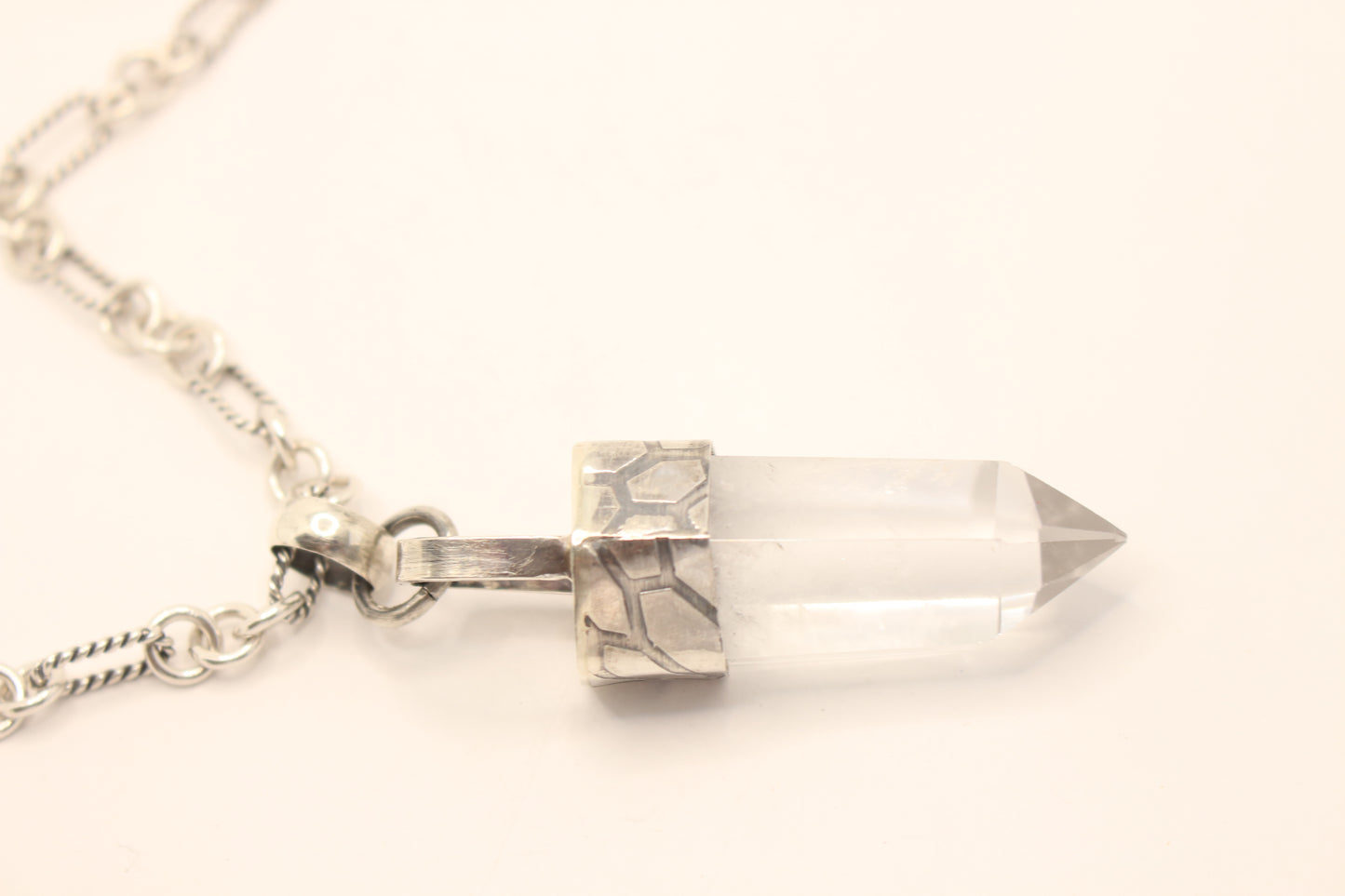 Sterling Silver and White Quartz Necklace Handcrafted