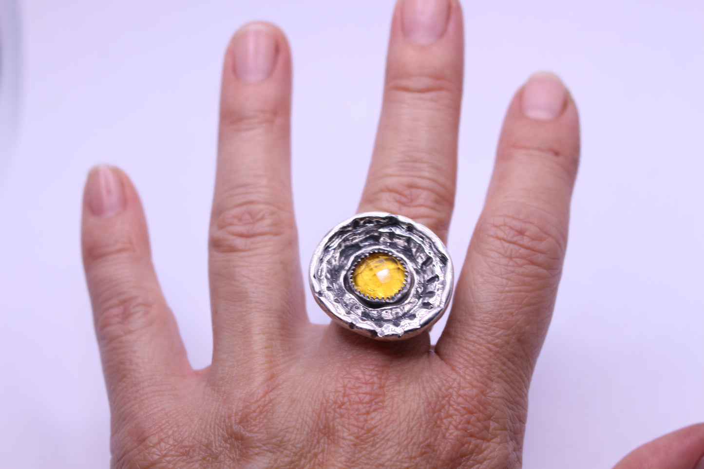 Sterling Silver with Citrine Stone - size 6 3/4