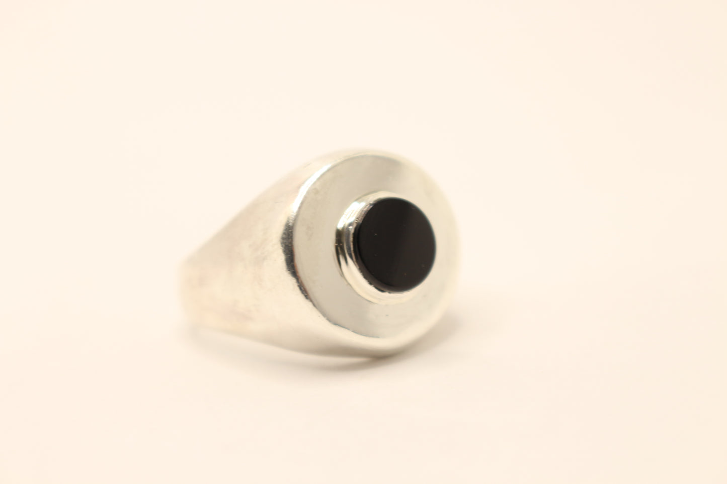 Sterling  Silver Ring and Onyx Stone Modernist - Classic  Size  8.5