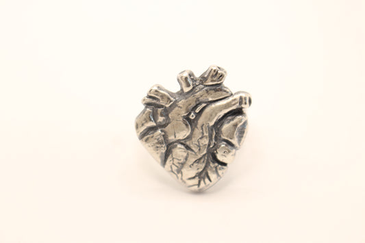 Sterling Silver Anatomical Heart Ring -Size 9