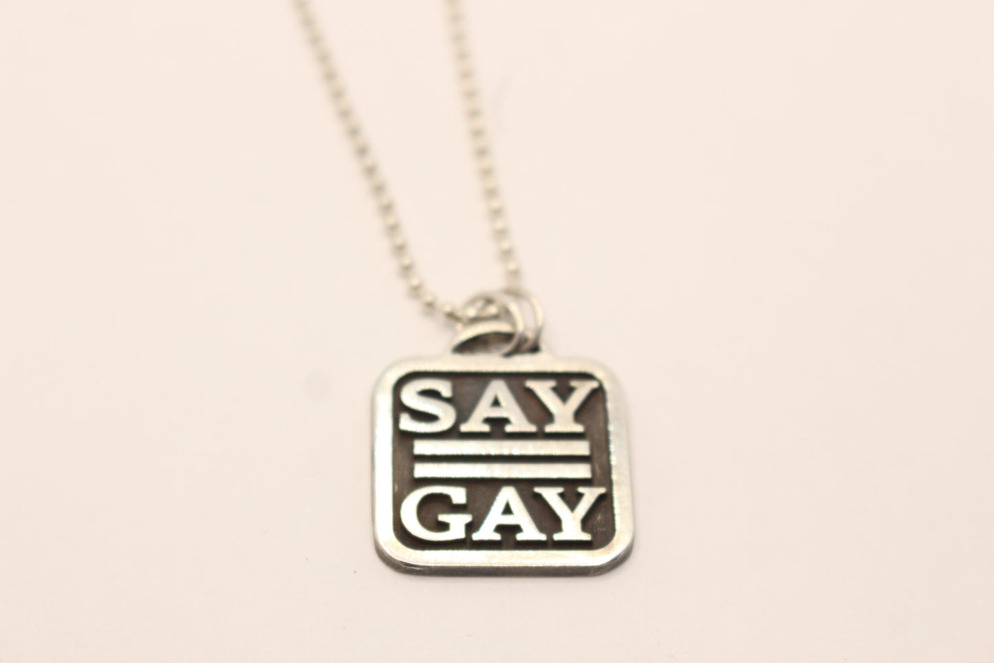 Sterling Silver Pride Collection Say Gay Pendant Necklace