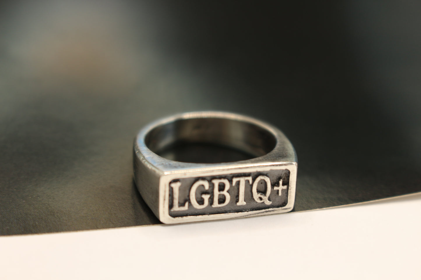 Sterling Silver LGBTQ+ ring- Signet Style