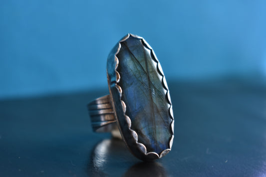 Sterling Silver and Oval Labradorite ring - One of a Kind