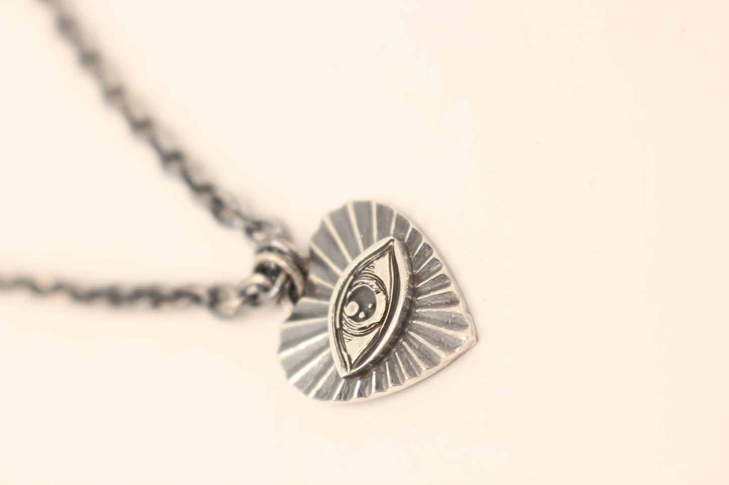 Sterling Silver Eye Heart Necklace - Ridge Heart necklace