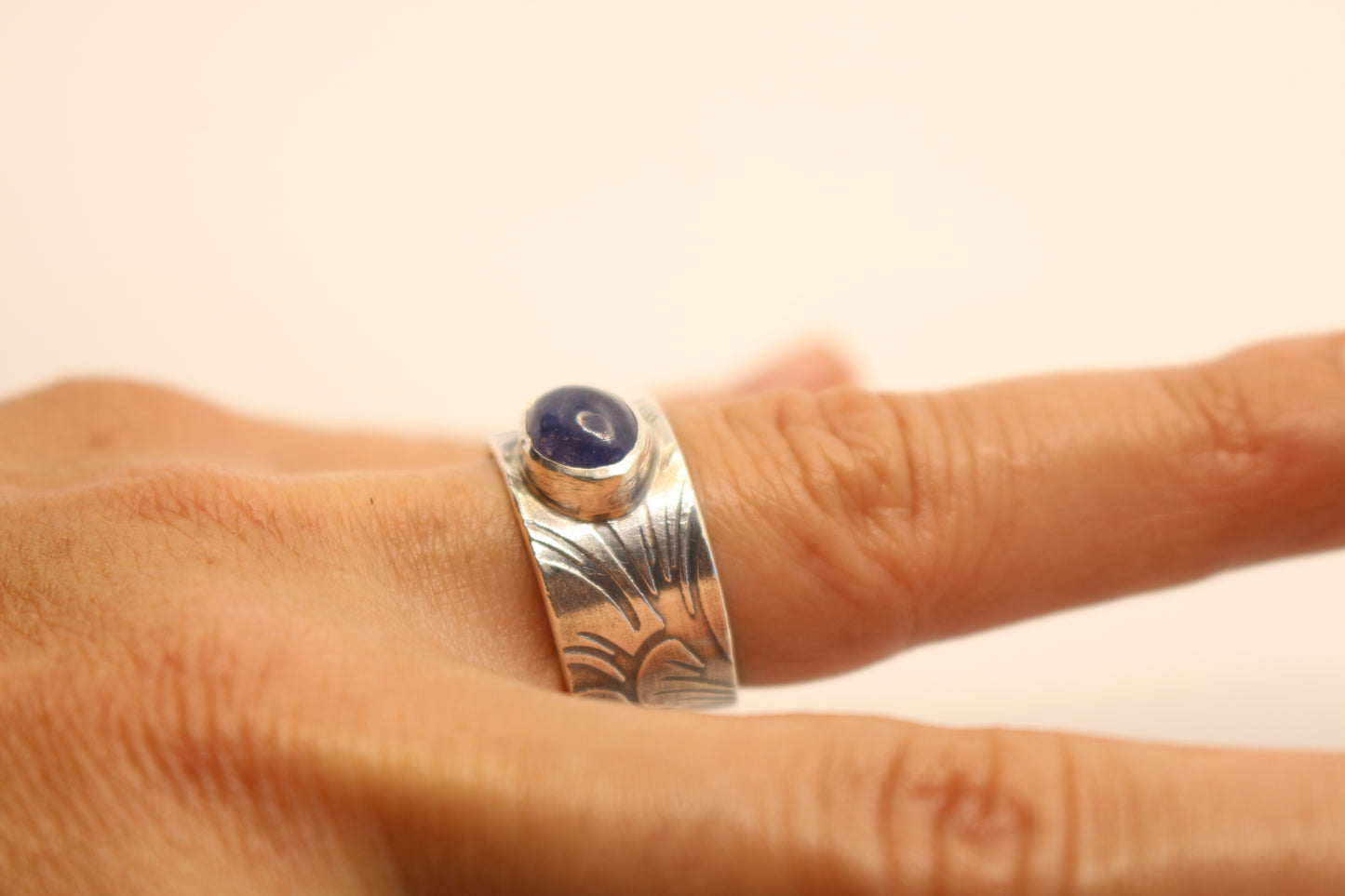 Sterling silver and Tanzanite one of a Kind  Size 7 3/4