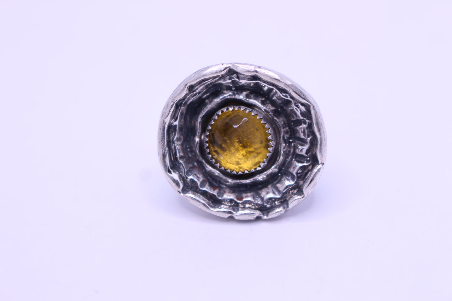 Sterling Silver with Citrine Stone - size 6 3/4