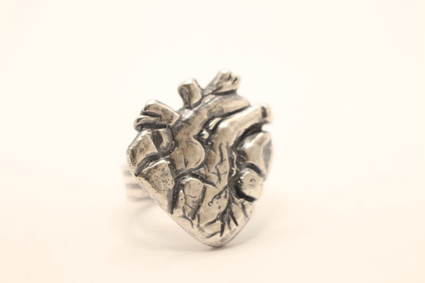 Sterling Silver Anatomical Heart Ring -Size 9