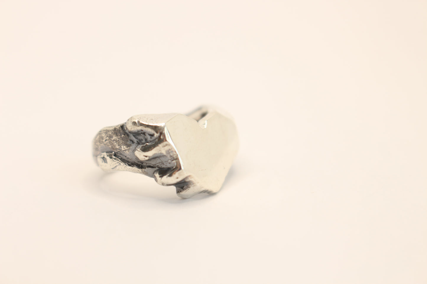 Sterling silver Heart Ring - Hand carved  Size 8