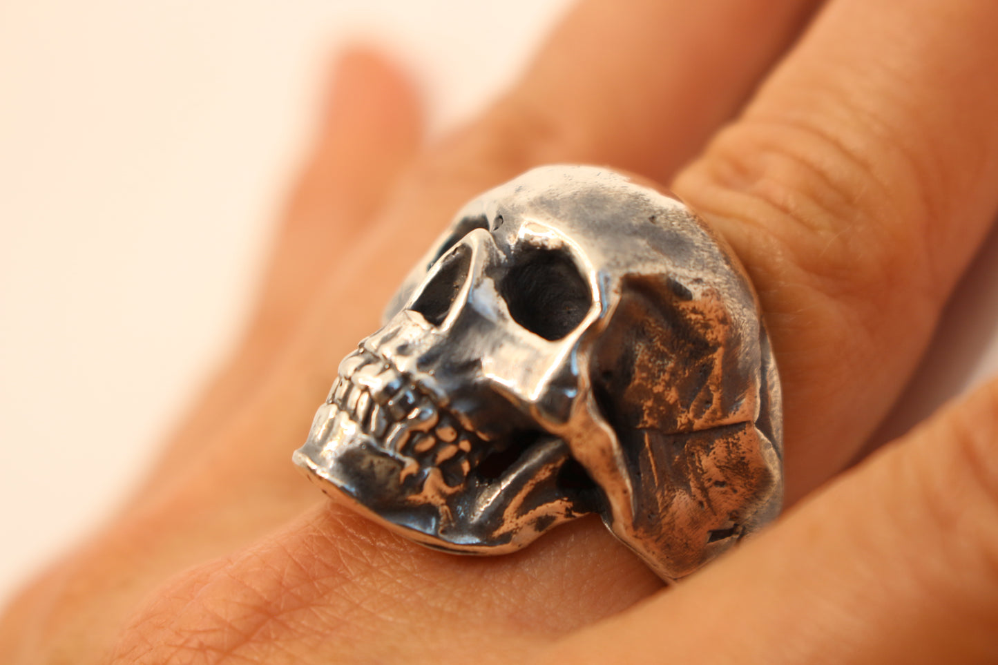 Sterling Silver Skull ring -Realistic solid