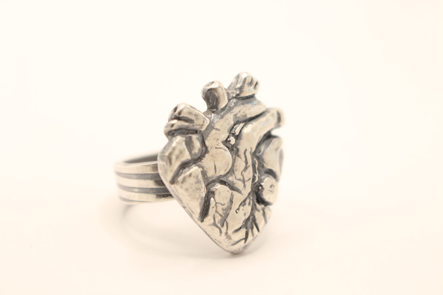 Sterling Silver Anatomical Heart Ring -Size 9