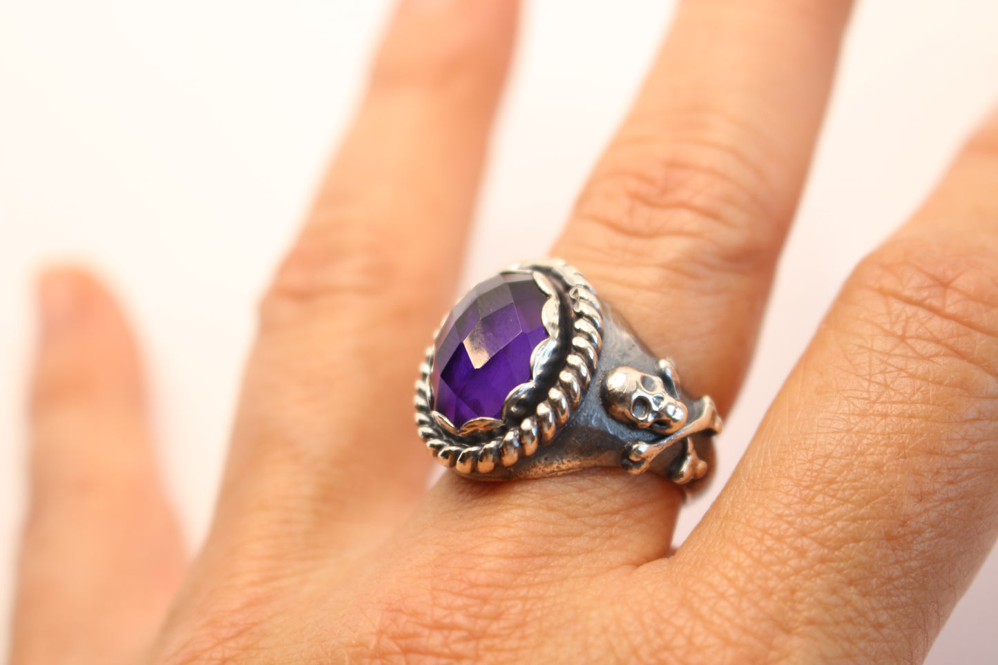 Sterling Silver and Amethyst  Ring -Size 7 1/2